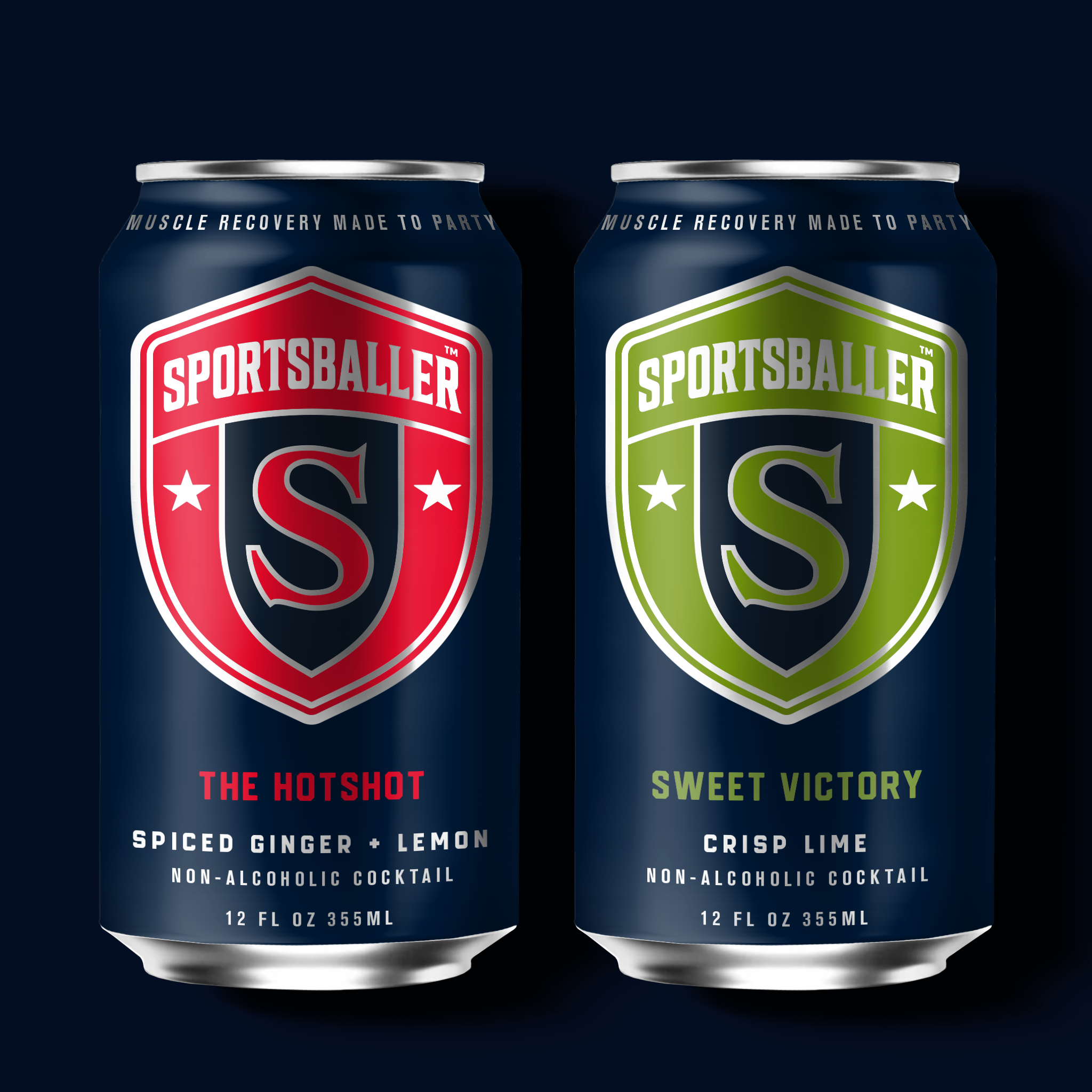 Sportsballer Duo 1 is a two flavor variety pack of delicious non-alcoholic cocktail seltzers with creatine, protein and functional wellness benefits for muscle recovery and mood including three cans each of The Hotshot and Sweet Victory flavors.