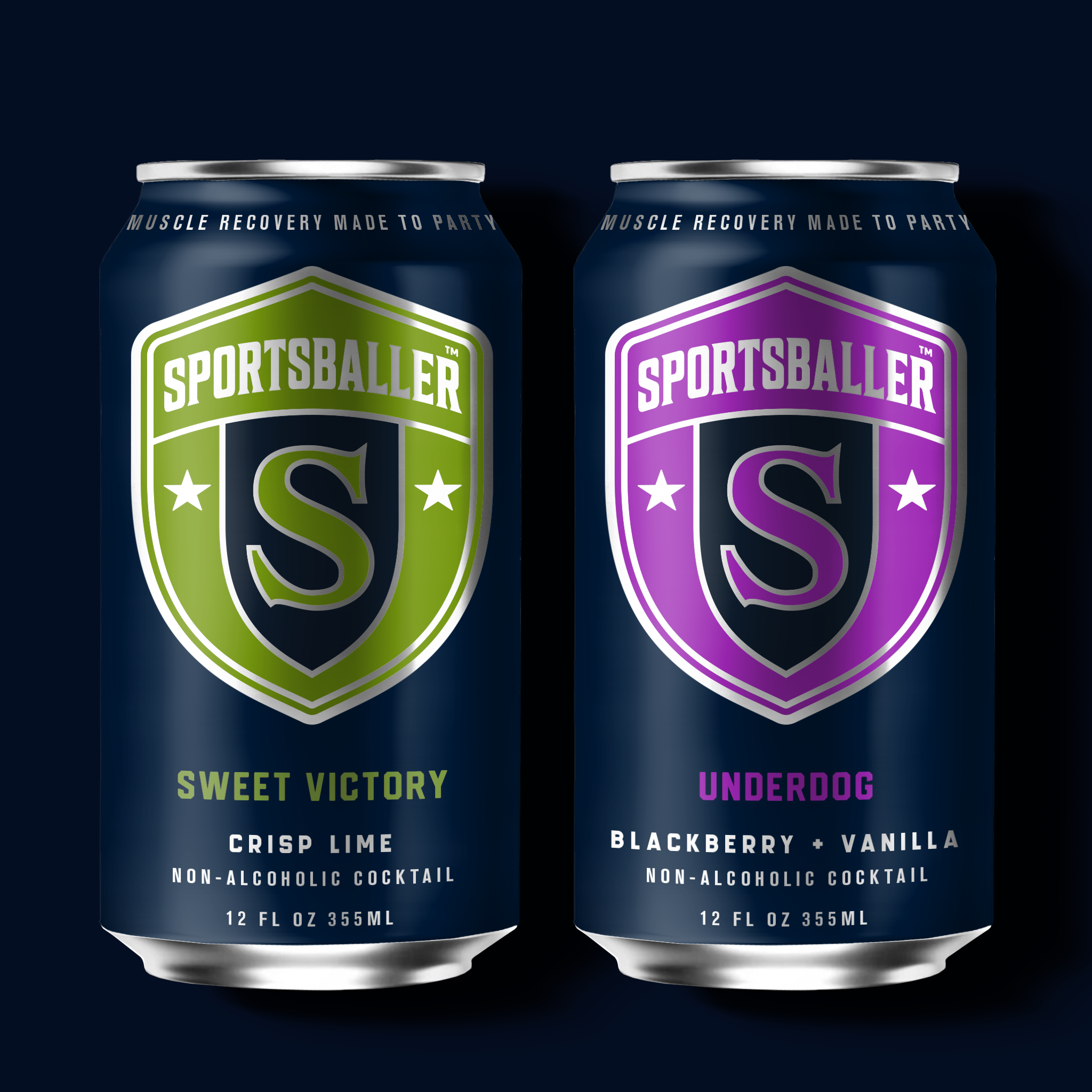 Sportsballer Duo 2 is a two flavor variety pack of delicious non-alcoholic cocktail seltzers with creatine, protein and functional wellness benefits for muscle recovery and mood including three cans each of Sweet Victory and Underdog flavors.