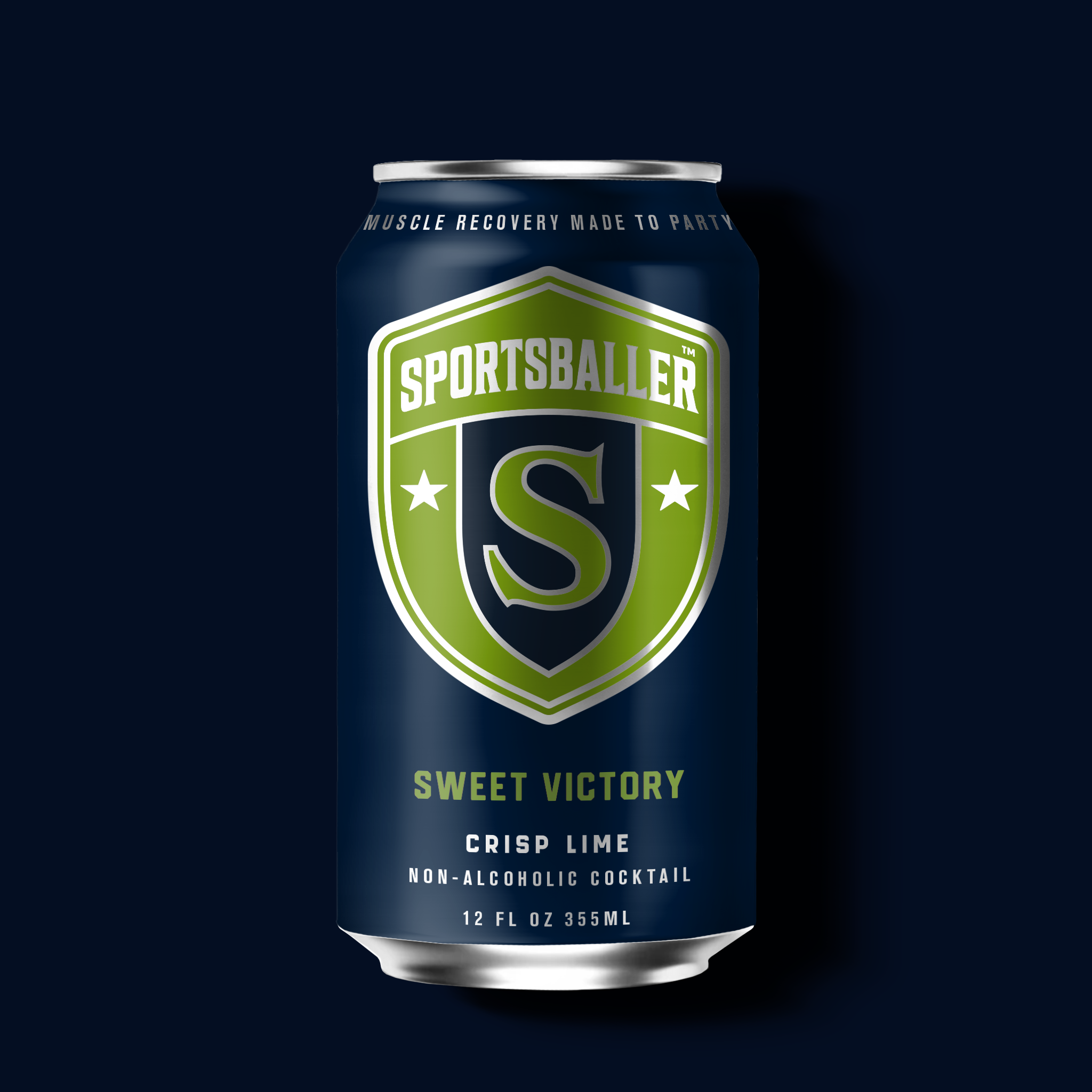 Sportsballer Sweet Victory is a crisp lime flavored non-alcoholic cocktail seltzer with creatine, protein and functional wellness benefits for muscle recovery and mood.